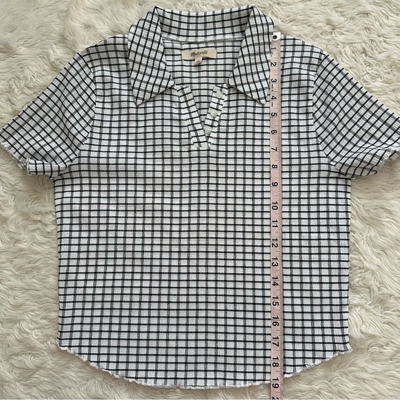 Madewell Top Crinkle Polo Crop Tee Textural Collared Lighthouse Sz S - Picture 12 of 12